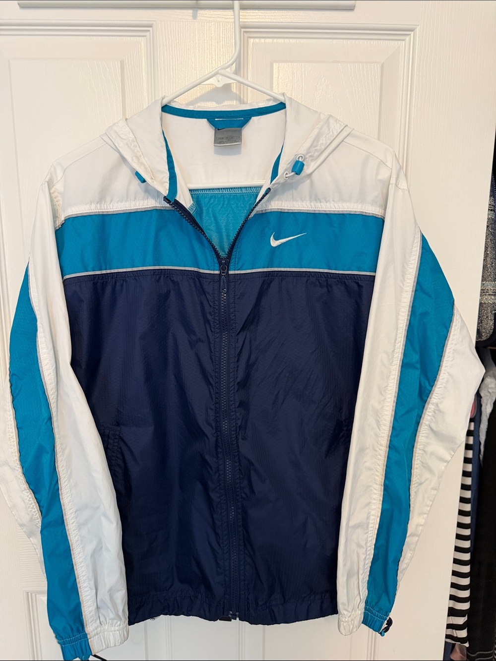 Nike Navy, Teal & White Vintage Windbreaker Jacket